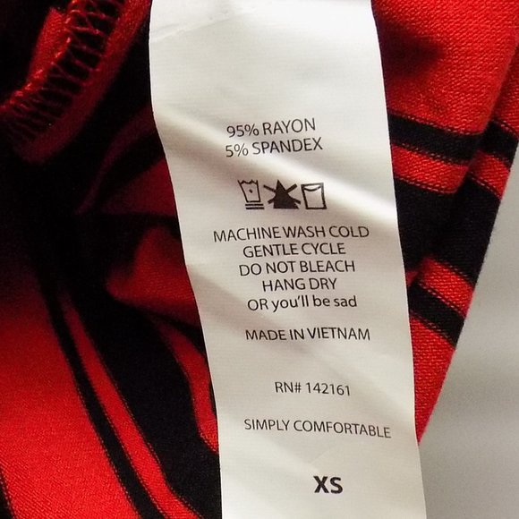 LuLaRoe Julia Red & Black Striped Dress Sz XS NWT - Picture 6 of 8